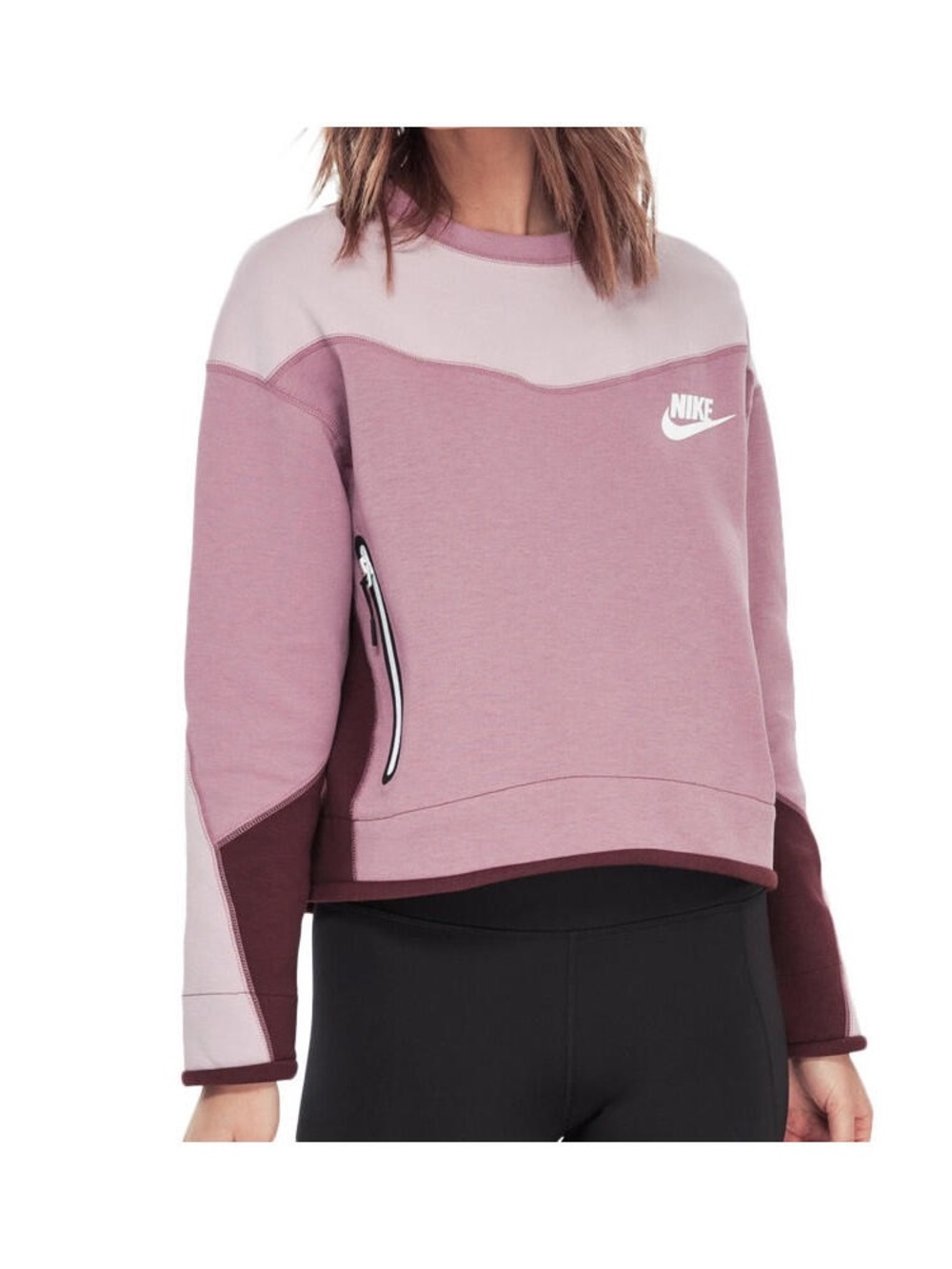 Nike Women's Pink Colorblock Crewneck Sweatshirt